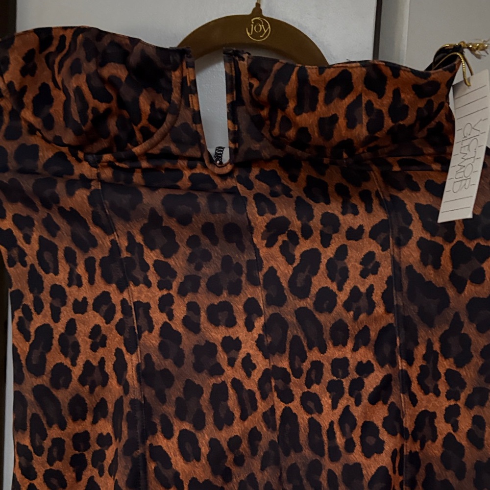 Victor Glemaud Strapless Leopard Print Dress